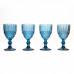 Набор стеклянных бокалов, 4 шт, 255мл., цвет синий, декор флора