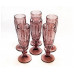 Набор стеклянных бокалов для шампанского 6 шт, 144мл, цвет фиолетовый, декор флора.